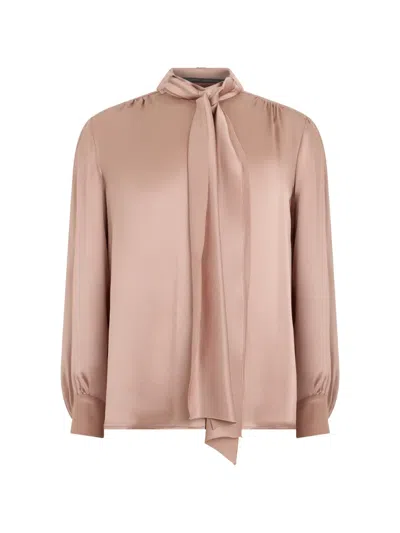 Alberta Ferretti Tie-neck Satin Blouse In Neutral