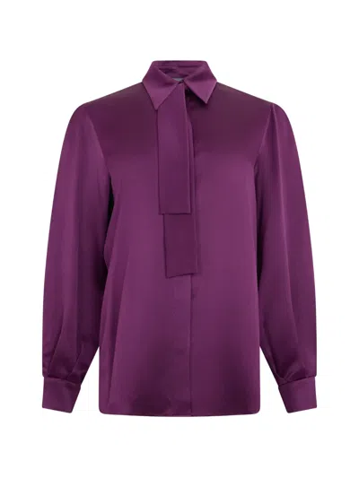 Alberta Ferretti Tie-neck Silk Shirt In Purple