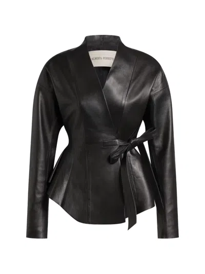 Alberta Ferretti Tie-waist Peplum Jacket In Black