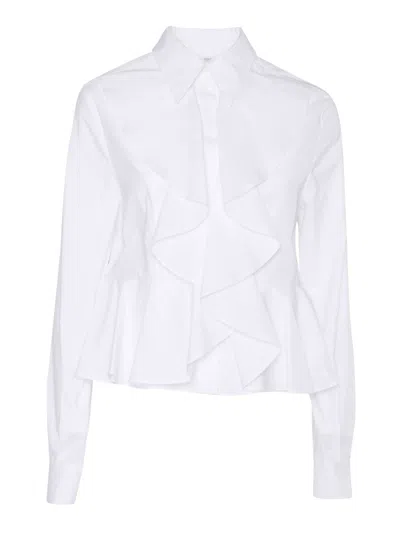 Alberta Ferretti Timeless White Shirt With Ruffled Detailing
