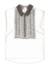 Alberta Ferretti Embellished Collar Chiffon Top