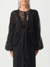 Alberta Ferretti Lace And Silk Blouse With Cut-out Sleeves In Black