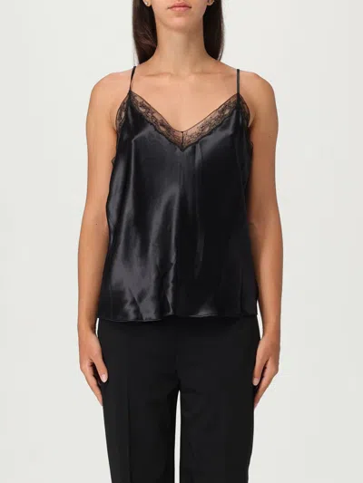Alberta Ferretti Lace-trimmed V-neck Top In Black