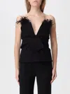 Alberta Ferretti Top With Feathers In Black