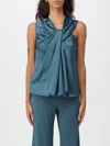 Alberta Ferretti Draped Satin Top In Petroleum Blue