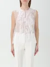 Alberta Ferretti Ruffle Bib Sleeveless Silk Blouse In White