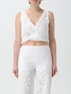 Alberta Ferretti Eyelet Embroidered Sleeveless Crop Top In White
