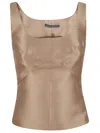 Alberta Ferretti Sleeveless Scoop Neck Fitted Silhouette Top In Beige