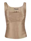 Alberta Ferretti Sleeveless Scoop Neck Fitted Silhouette Top In Beige