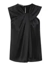 Alberta Ferretti Draped Black Acetate Top With Keyhole Back Closure In Black