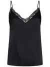Alberta Ferretti Lace-trim Satin Top In Black
