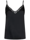 Alberta Ferretti Lace-trim Satin Top In Black