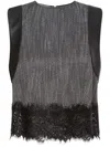 Alberta Ferretti Lace-trim Sleeveless Crop Top In Black