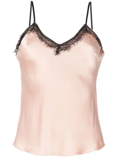Alberta Ferretti Lace Trim Sleeveless Top In Pink