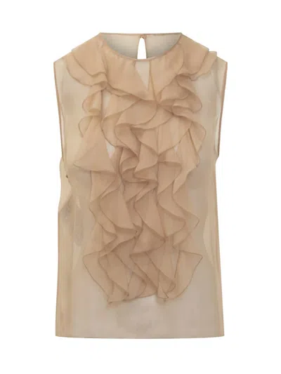 Alberta Ferretti Top Chiffon In Pink
