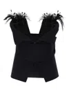 Alberta Ferretti High Waist Straight Leg Trousers With Crease Detailing In Black