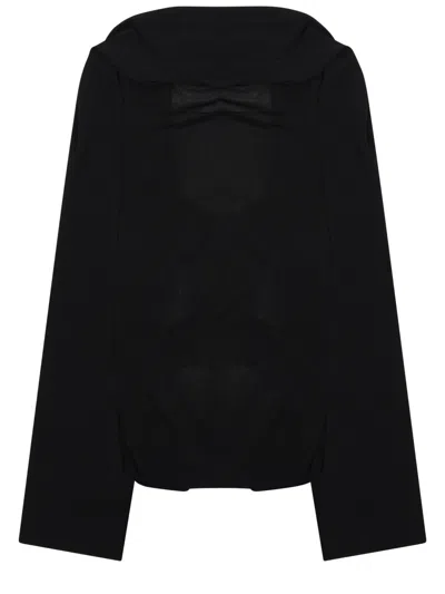 Alberta Ferretti Sheer Chiffon Bow Detail Top In Black