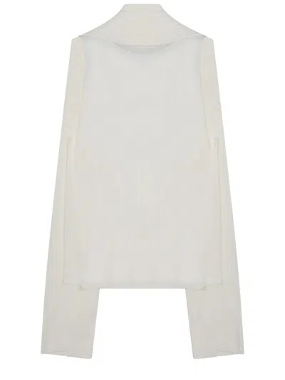 Alberta Ferretti Cropped Open Front Chiffon Top In White