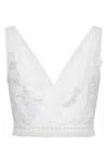 Alberta Ferretti Eyelet Embroidered Sleeveless Crop Top In White
