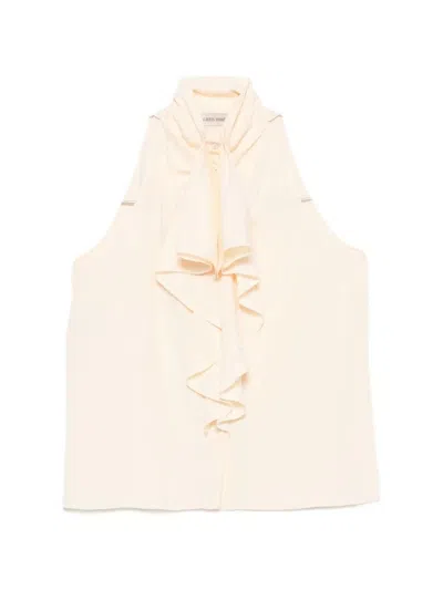 Alberta Ferretti Ruffled Top In Neutral