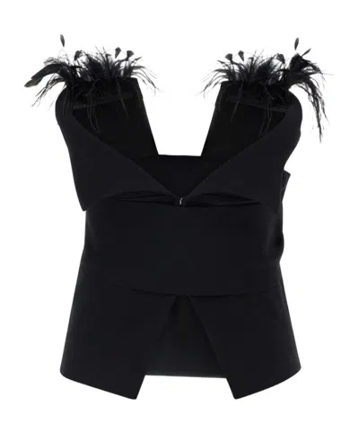 Alberta Ferretti High Waist Straight Leg Trousers With Crease Detailing In Black