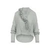 Alberta Ferretti Loose-fitting Grey Shirt With Ruffled Trim In Gray