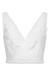 Alberta Ferretti Eyelet Embroidered Sleeveless Crop Top In White