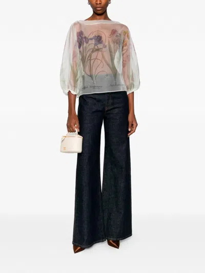 Alberta Ferretti Transparent Organza Shirt In Neutral