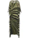 Alberta Ferretti Womens Fantasy Green Abstract-print Chiffon-texture Relaxed-fit Silk Maxi Dress In Green