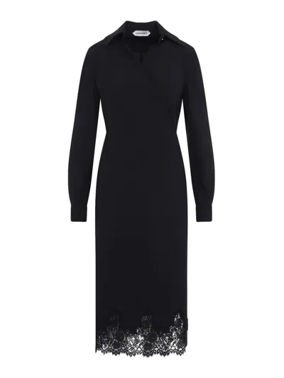 Alberta Ferretti Tropical Midi Dress In Black