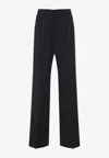 Alberta Ferretti High-waisted Straight-leg Trousers With Pressed Crease In Black
