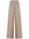 Alberta Ferretti Taupe Satin Finish Wide-leg Trousers In Brown