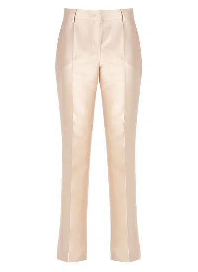 Alberta Ferretti Silk Blend Trousers In Neutral