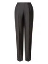 Alberta Ferretti Satin Trousers Embroidered Lapel In Black