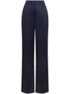 Alberta Ferretti Satin Finish Silk-blend Trousers In Blue