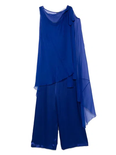 ALBERTA FERRETTI ALBERTA FERRETTI BLUE SILK BLENDED JUMPSUIT