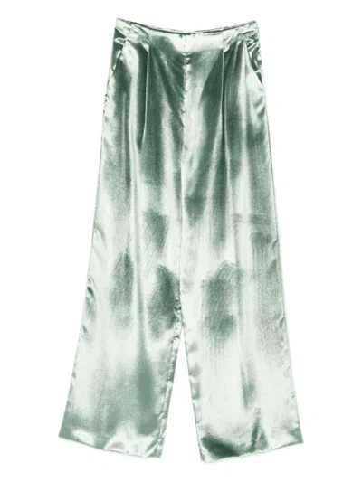 Alberta Ferretti Satin Trousers In Green