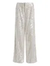 Alberta Ferretti Wide Leg Trousers Sequin Detail Pockets In Neutral