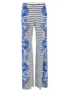 Alberta Ferretti Striped Wide-leg Trousers In White