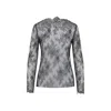 Alberta Ferretti Floral Pattern Lace Ls T-shirt In Gray