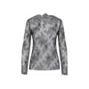 Alberta Ferretti Floral Pattern Lace Ls T-shirt In Gray