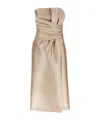 Alberta Ferretti Beige Mikado Longuette Dress In Neutral