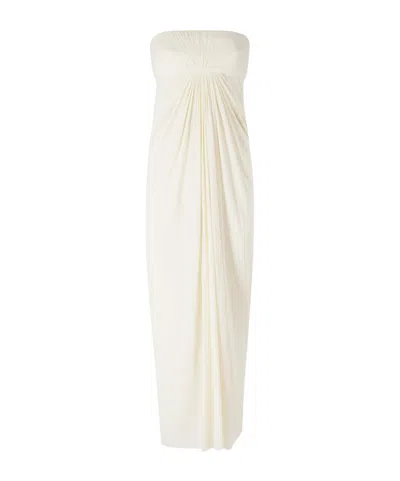 Alberta Ferretti Draped Strapless Dress In White