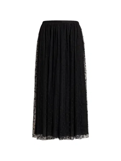 Alberta Ferretti Tulle Midi Skirt In Black
