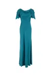 Alberta Ferretti Alberta Ferreti Turquoise Satin Long Dress