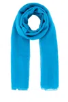 Alberta Ferretti Sheer Silk Scarf Lightweight Fabric In Blue