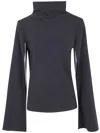 Alberta Ferretti High Neck Blouse Flared Sleeves In Gray