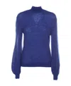 Alberta Ferretti Turtleneck Knitted Jumper In Blue