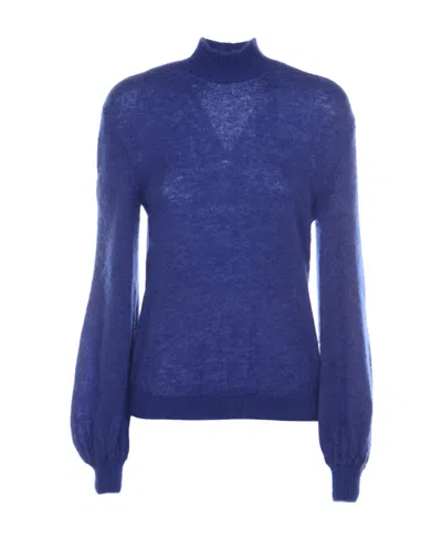 Alberta Ferretti Turtleneck Knitted Jumper In Blue