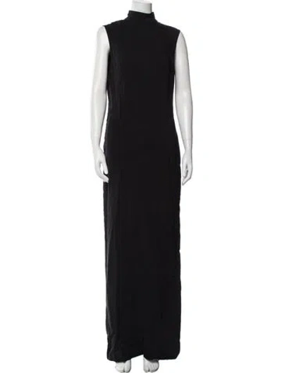 Pre-owned Alberta Ferretti Turtleneck Long Dress W/ Tags In Black